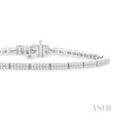 1 ctw Double Row Round Cut Diamond Bar Link Tennis Bracelet in 10K White Gold